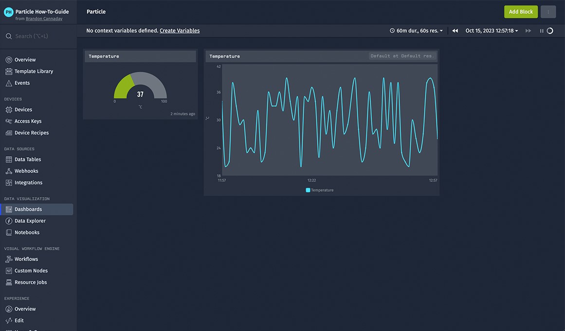 WEGnology Dashboard with Gauge and Time Series Graph