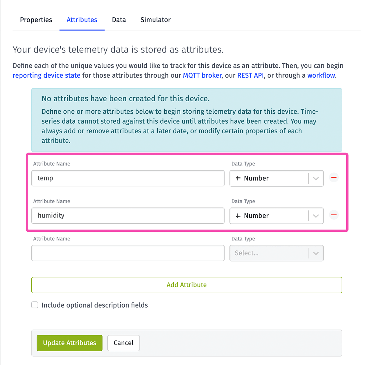 WEGnology Device Attributes