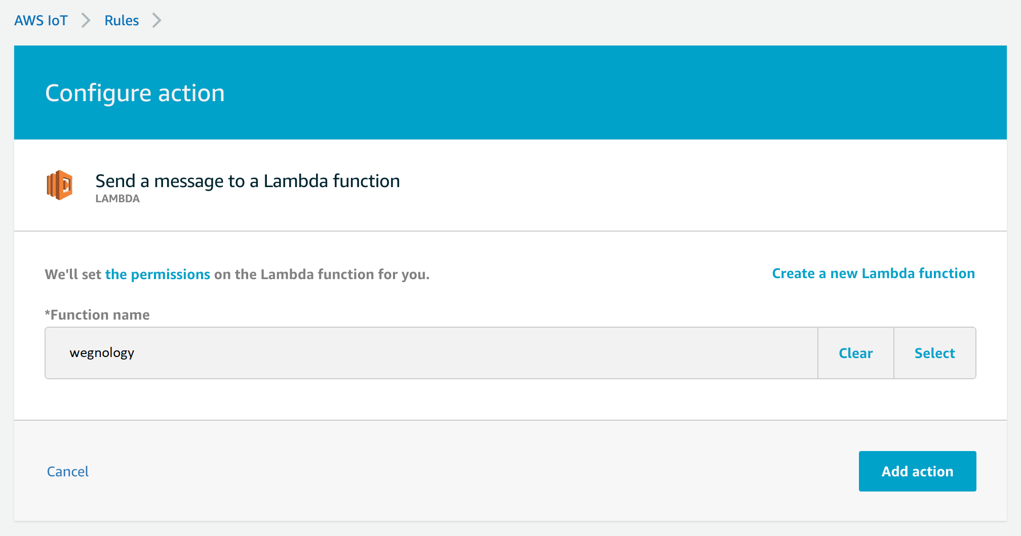 Configure Lambda AWS IOT Rule