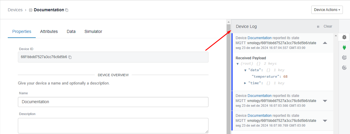 Viewing WEGnology Device Log