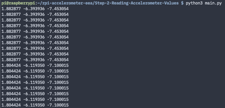 Terminal Output from example script