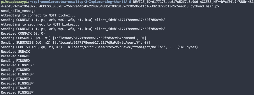 Terminal Output from simple EEA Test