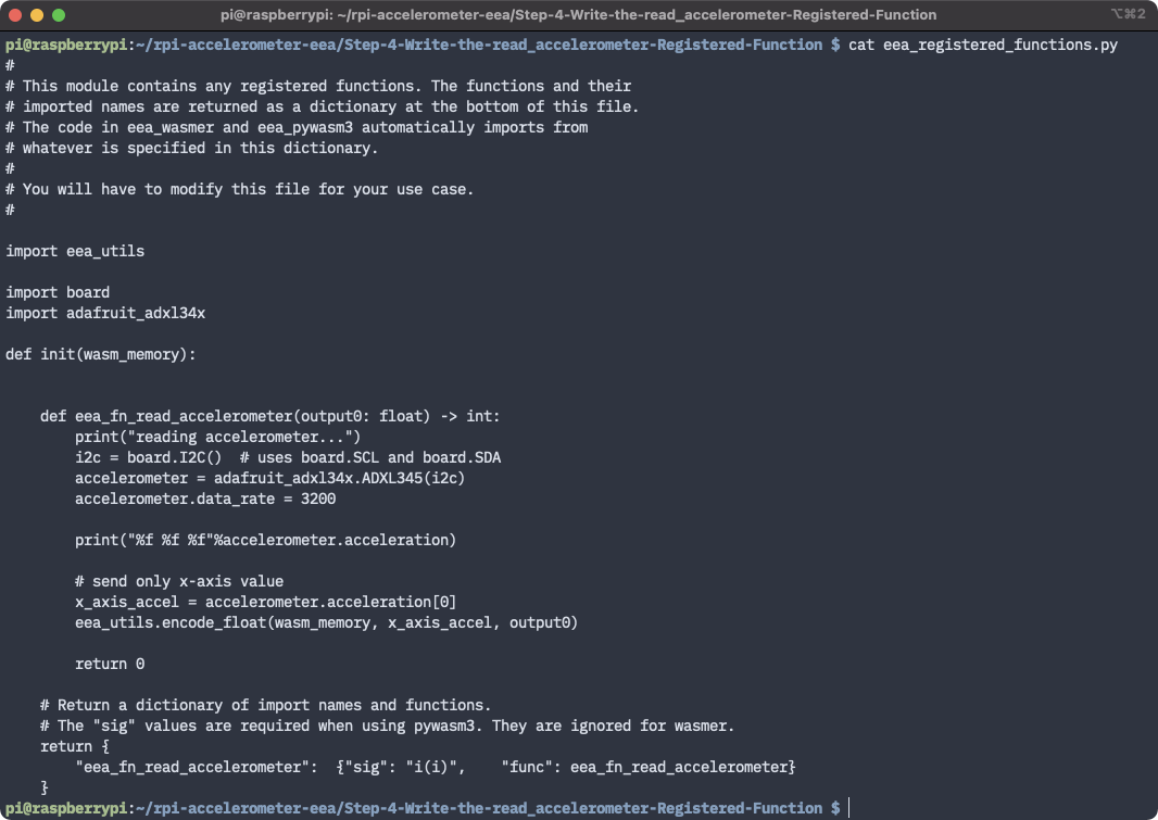 Terminal output showing contents of file