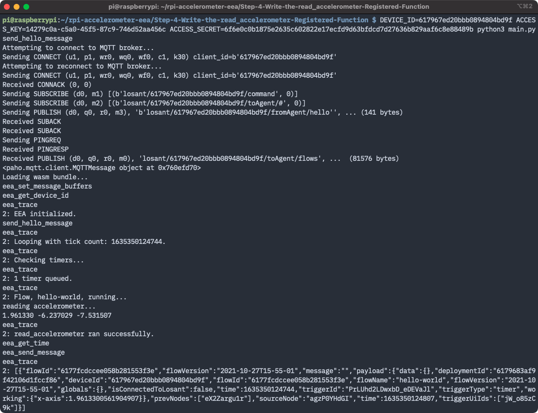 Terminal output after workflow deploy