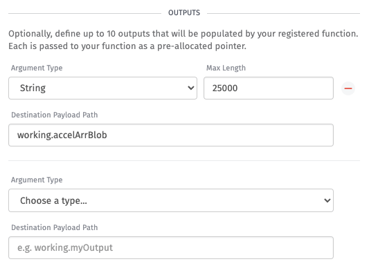 Base64 Encode Registered Function output configuration