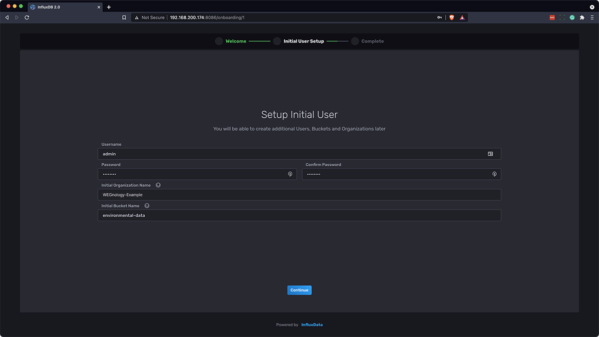 Initial InfluxDB Setup