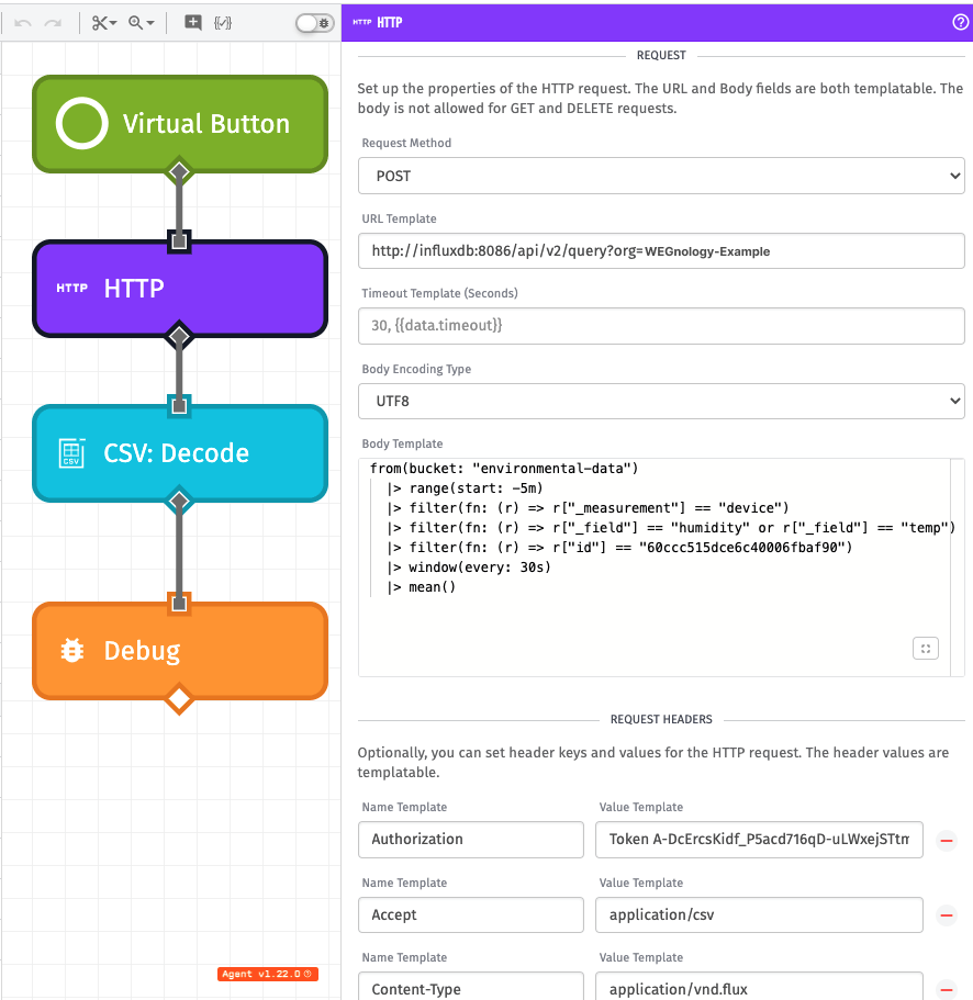 Query InfluxDB HTTP Node Configuration