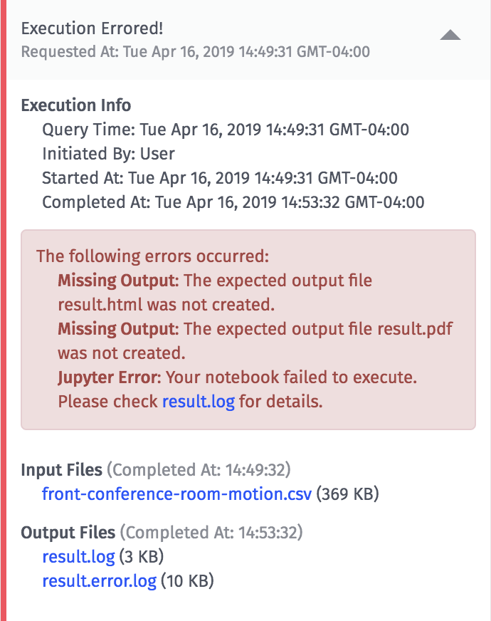 Notebook Execution Log Errors