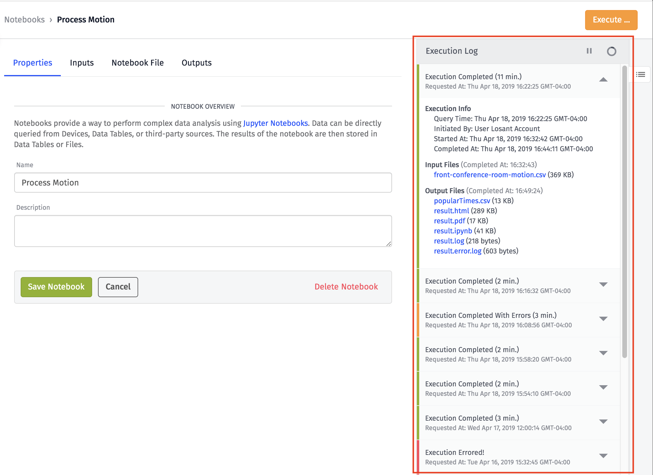 Notebook Execution Log