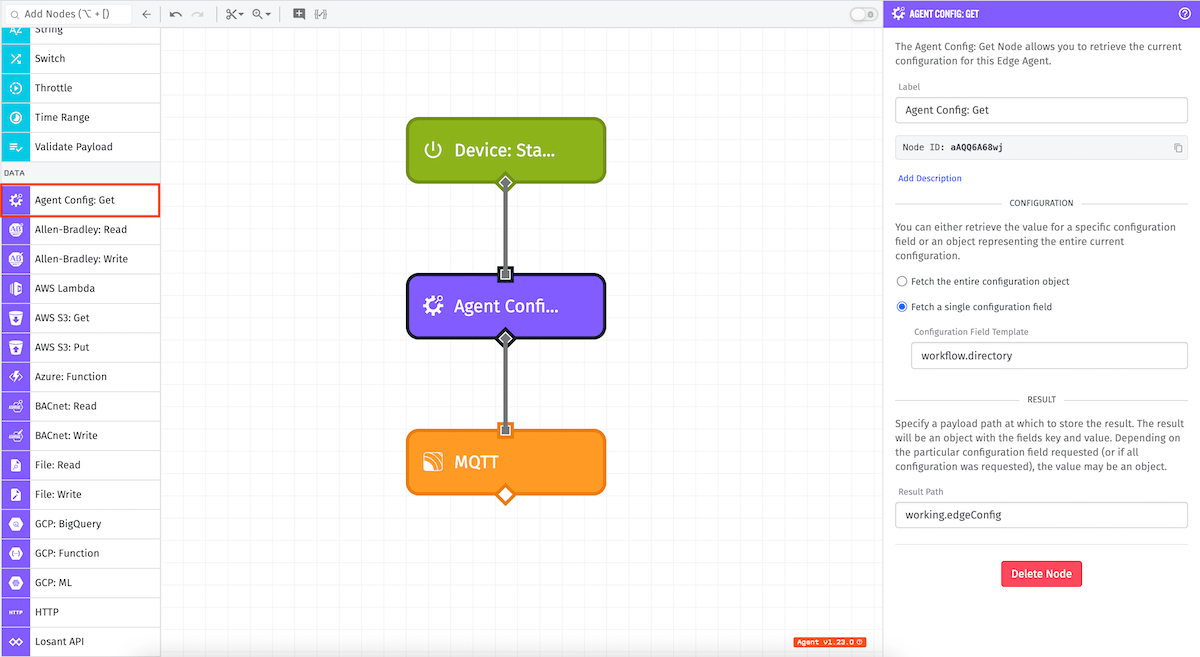 Agent Config: Get Node