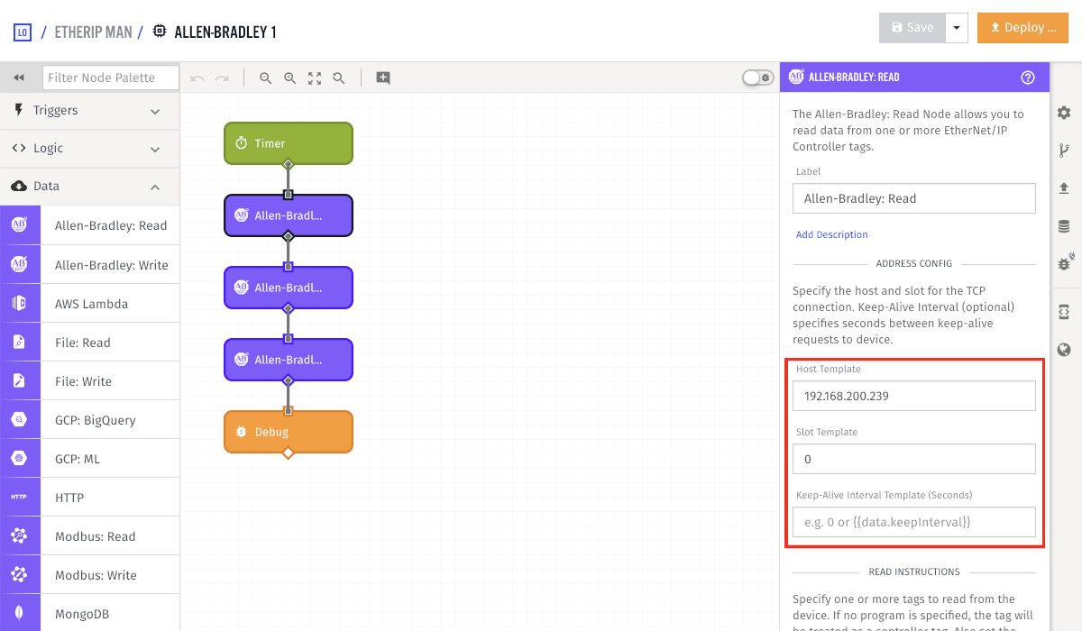 Allen-Bradley Read Node Configuration