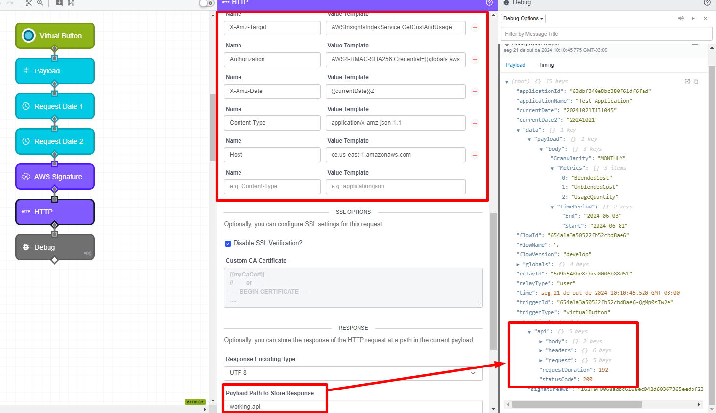 AWS Signature Node Configuration