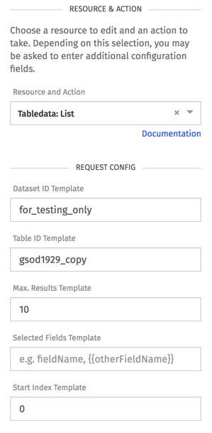 Example request config