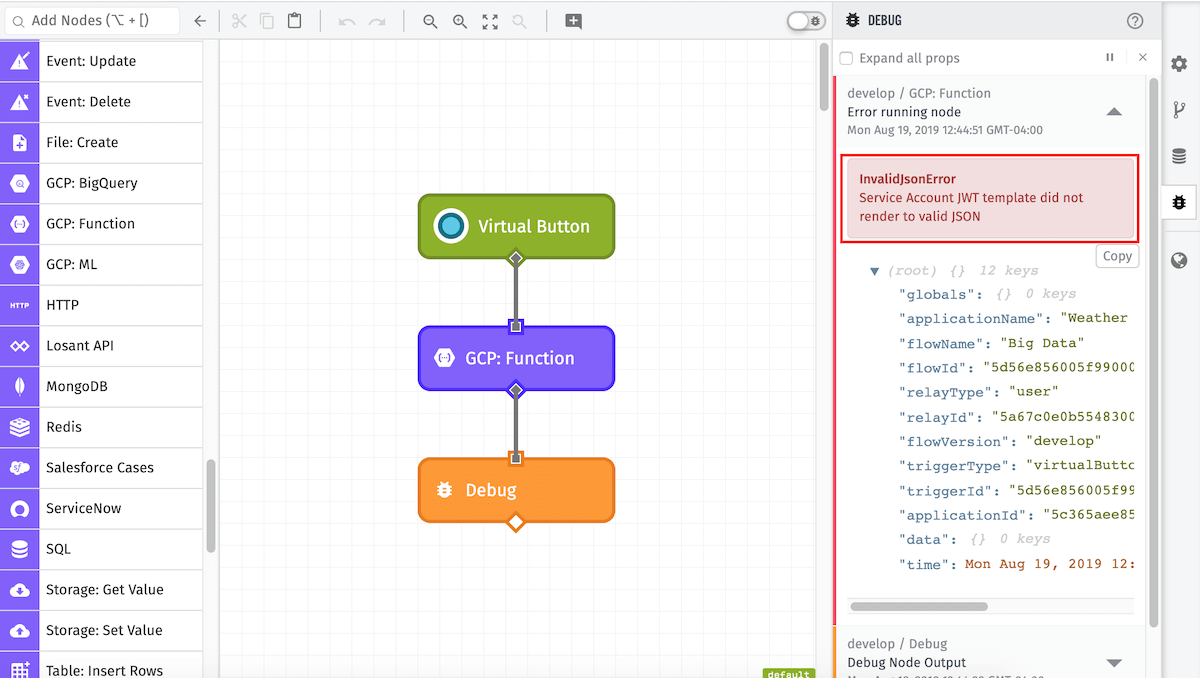 GCP: Function Node Error