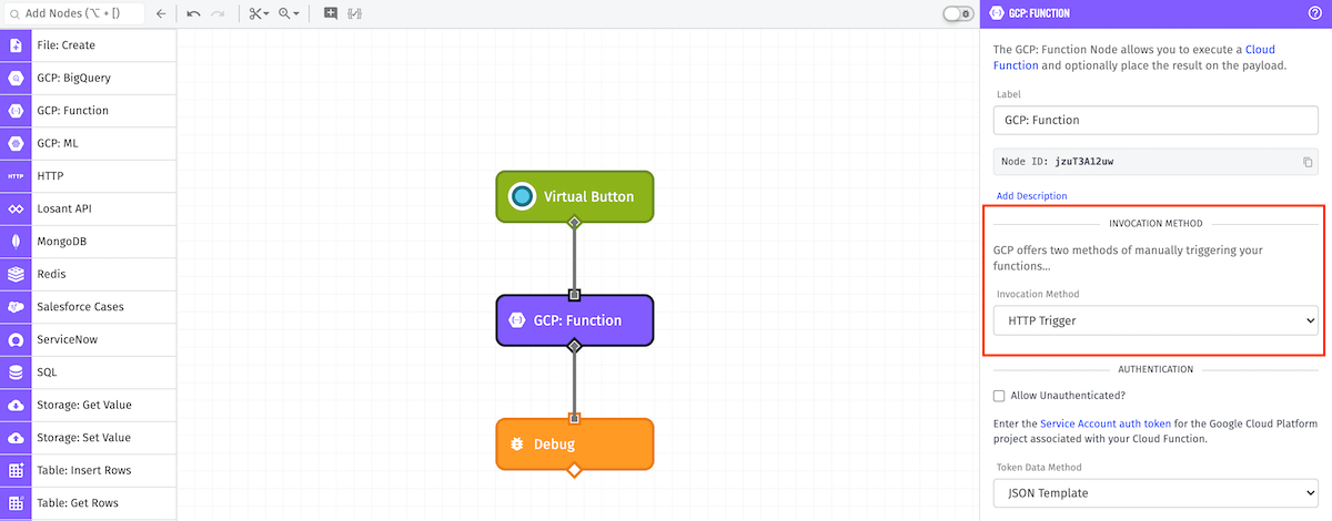 GCP: Function Invocation Method