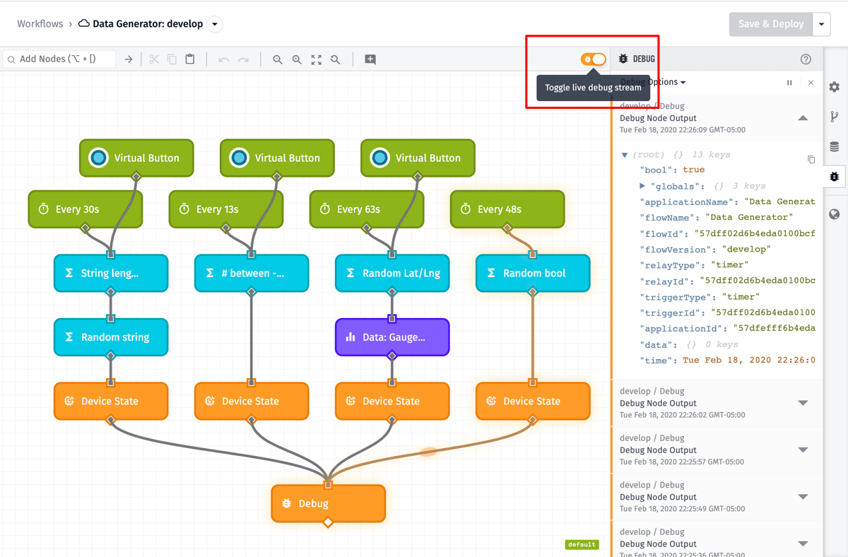 Debug Node Live Stream