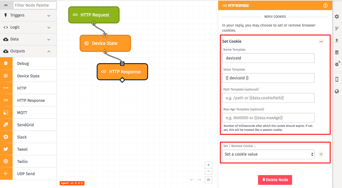 HTTP Response Node Cookie Config