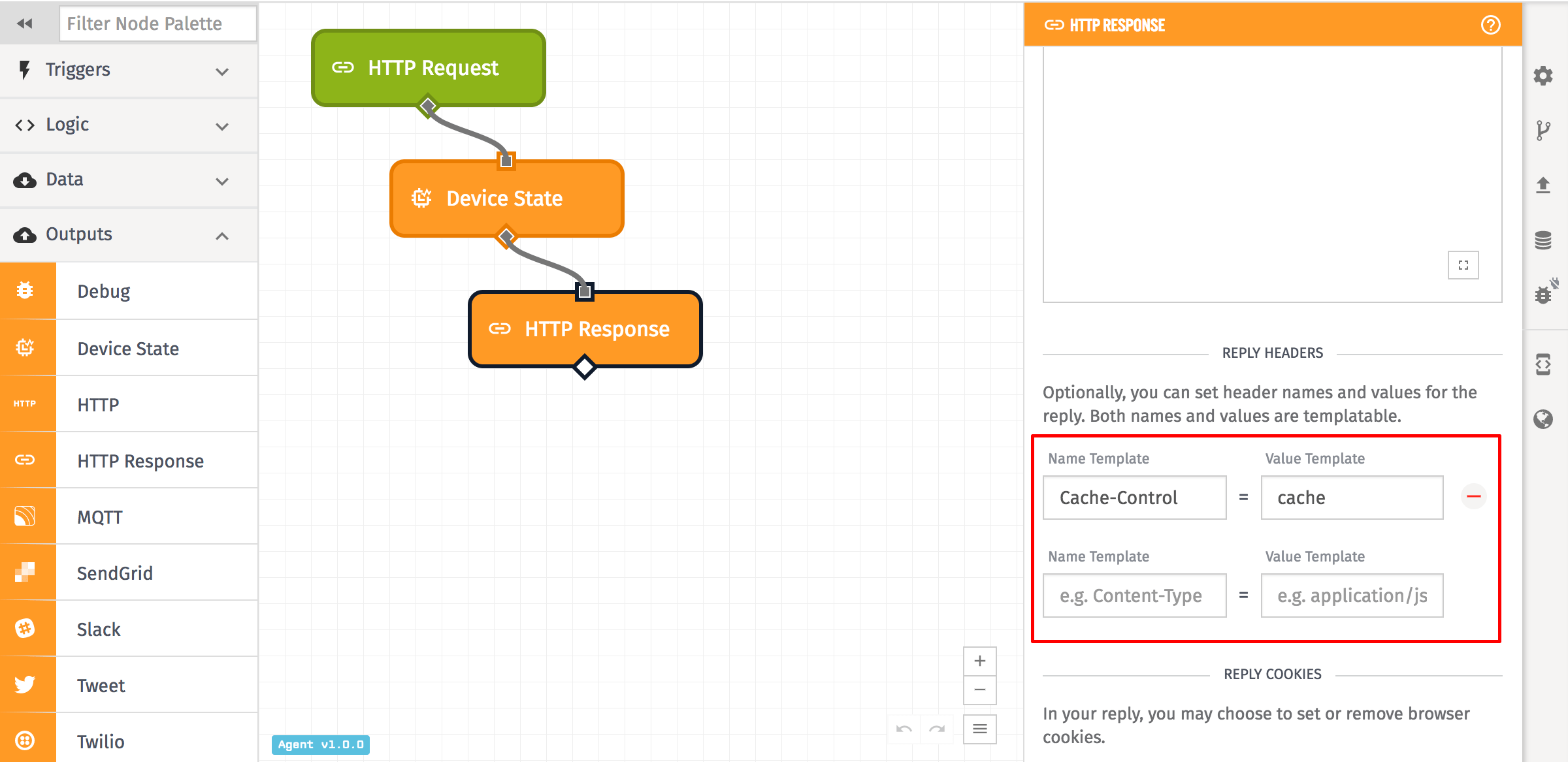 HTTP Response Node Header Config