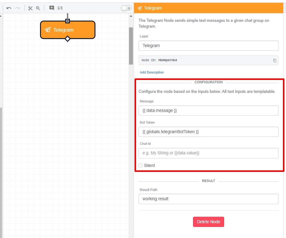 Telegram Node Config