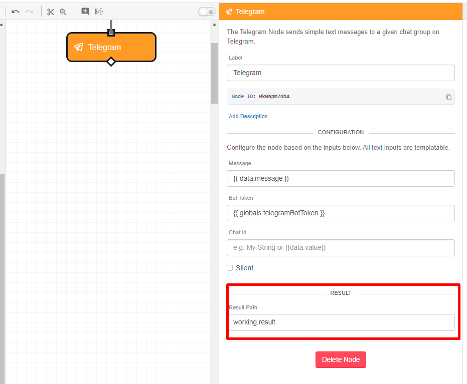 Telegram Node Result