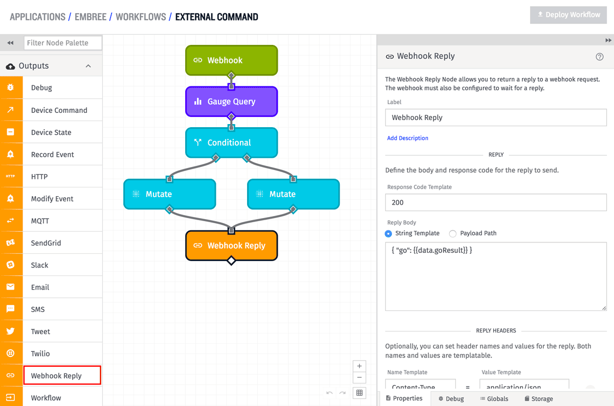 Webhook Reply Node