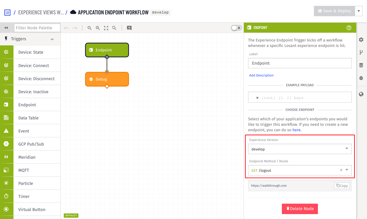 Endpoint Trigger Config Application Workflow